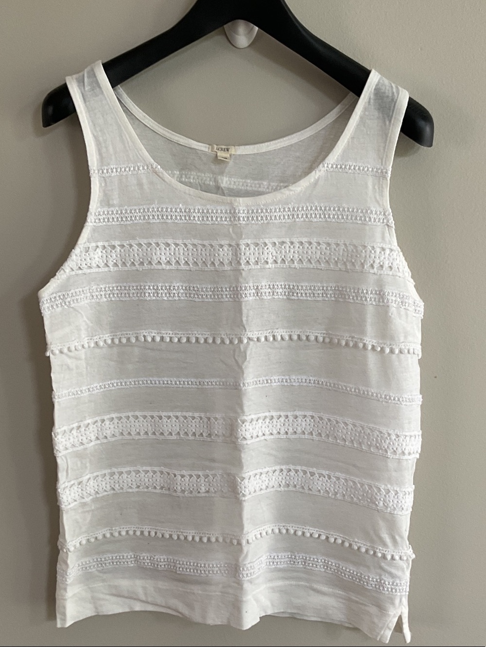 J.Crew White Lace Trim Sleeveless Linen Blend Top XXS